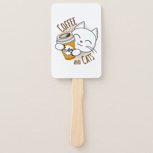 Coffee And Cats coffee cat cats kitten Hand Fan