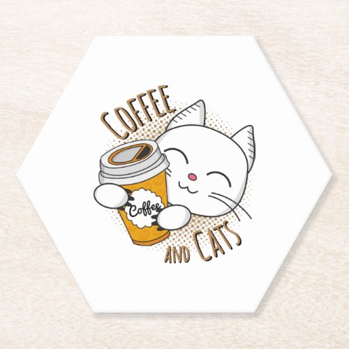 Coffee And Cats coffee cat cats kitten Paper Coaster