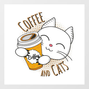 Coffee And Cats, coffee, cat, cats, kitten Wall Decal