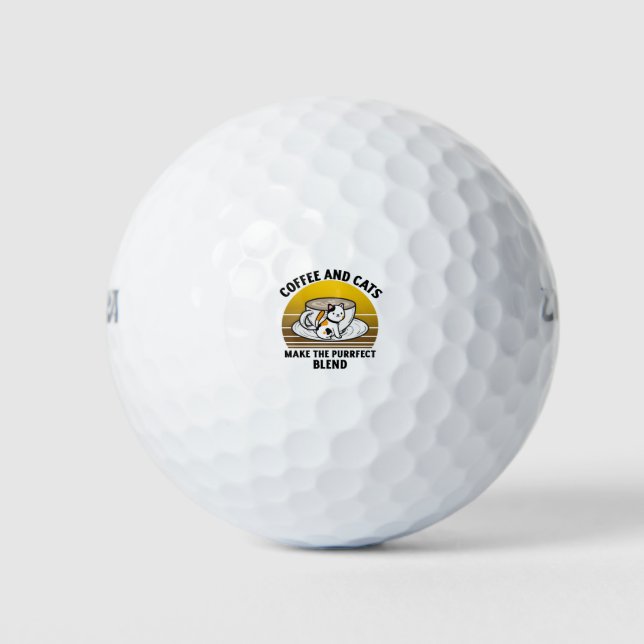 Coffee and cats make the purrfect blend golf balls (Front)