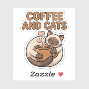 Coffee And Cats Siamese Sticker