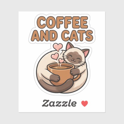 Coffee And Cats Siamese Sticker