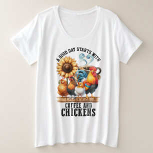 Coffee and Chickens Plus Size T-Shirt