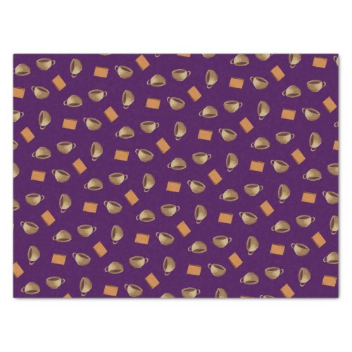  Coffee and Chocolate Biscuits Pattern Purple Food Tissue Paper