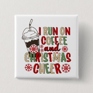 Coffee and Christmas Cheer Retro Groovy Christmas Button