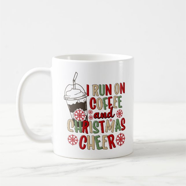 Coffee and Christmas Cheer Retro Groovy Christmas  Coffee Mug (Left)