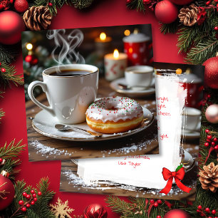 Coffee and Christmas Donuts Festive Poem Holiday Card