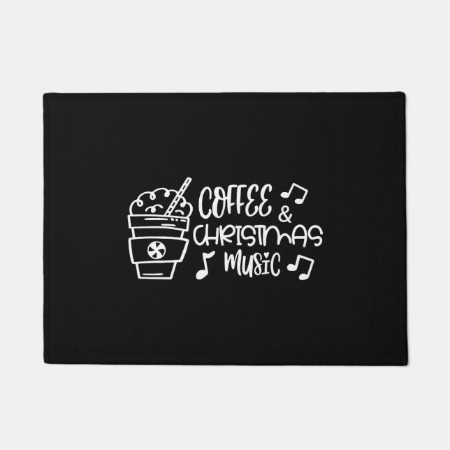 Coffee And Christmas Music Doormat (Front)