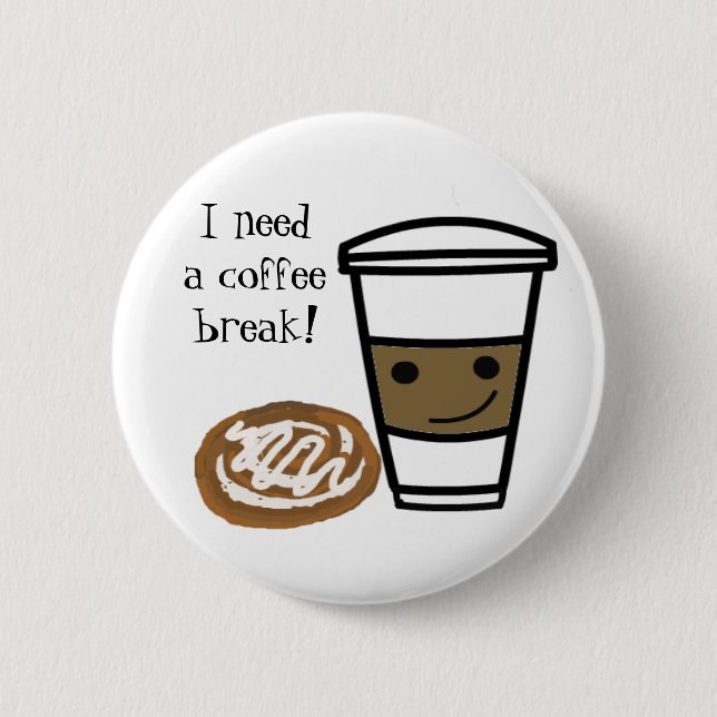 Coffee and Cinnamon Bun Pinback Button (Front)