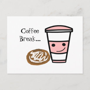 Coffee and Cinnamon Bun Postcard