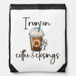 Coffee and Closings Realtor Drawstring Backpack