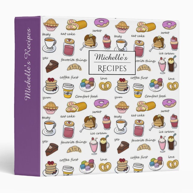 Coffee and Comfort Food Personalised Recipes 3 Ring Binder (Front/Spine)