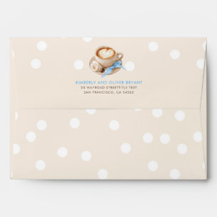 Coffee and Confetti Beige Blue Baby Shower  Envelope