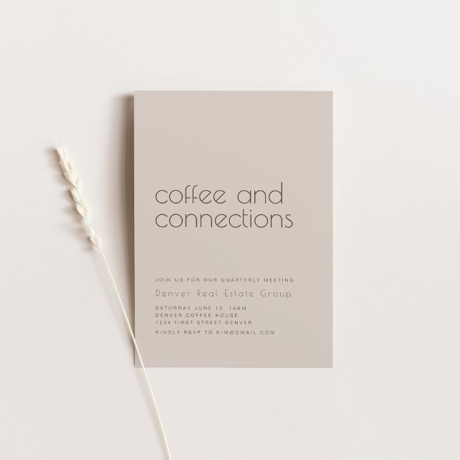 Coffee and Connections Simple Beige Business Invitation (Creator Uploaded)