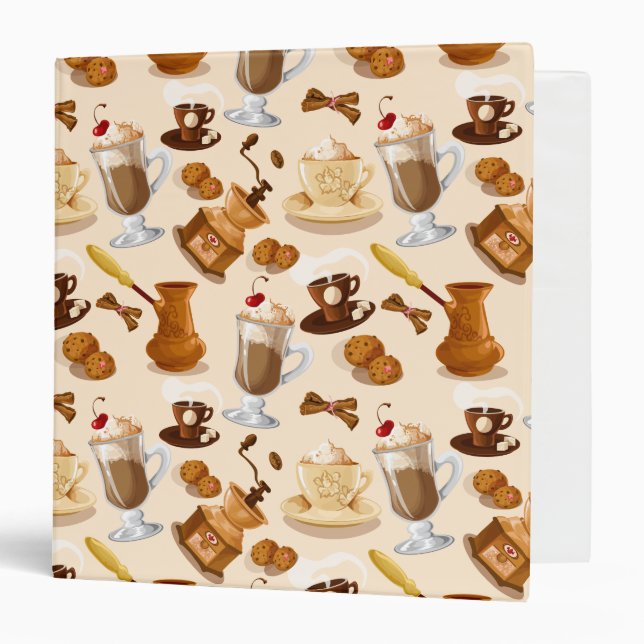 Coffee and Cookie Pattern 3 Ring Binder (Front/Inside)