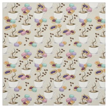 Coffee And Cookie Treats Pattern Fabric by TrendyKitchens at Zazzle