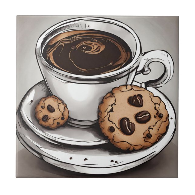 Coffee and Cookies  Ceramic Tile (Front)