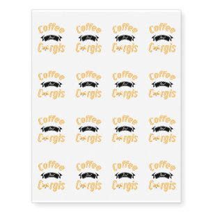 Coffee And Corgis Funny Corgi Dog lovers Temporary Tattoos
