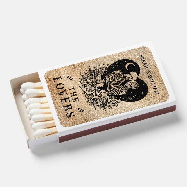 Coffee and cream Black tarot Goth wedding  Matchboxes (Front Open)