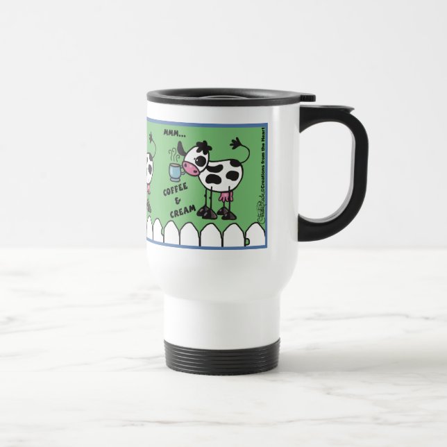 Coffee and Cream Cow Travel Mug (Right)
