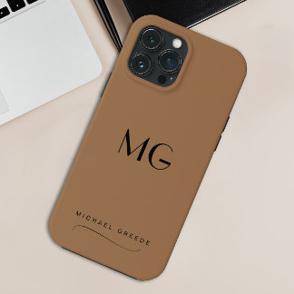 Coffee and Cream Monogrammed Minimalist With Name iPhone 13 Pro Max Case