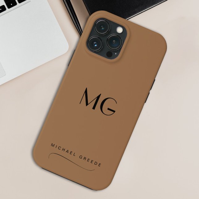 Coffee and Cream Monogrammed Minimalist With Name Case-Mate iPhone Case (Creator Uploaded)