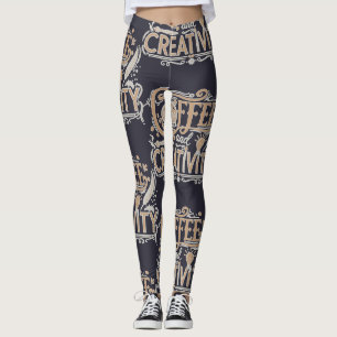 Coffee and Creativity Typography Leggings