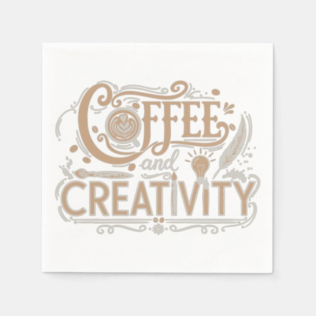 Coffee and Creativity Typography Napkins (Front)