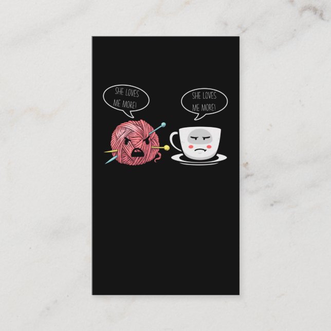 Coffee and Crochet Lady Crocheting Yarn Humor Business Card (Front)
