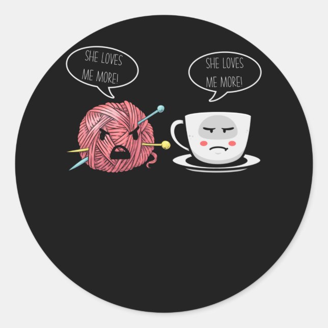 Coffee and Crochet Lady Crocheting Yarn Humor Classic Round Sticker (Front)
