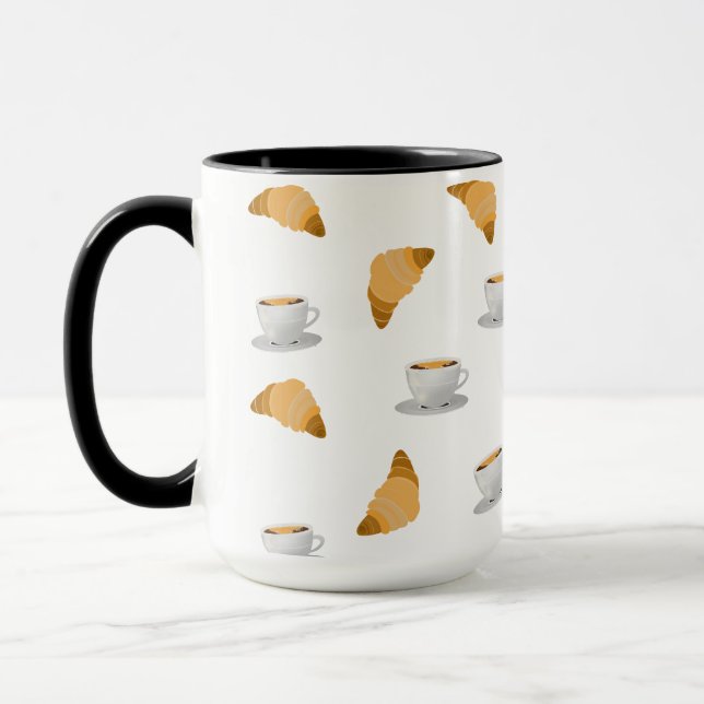 Coffee and Croissant Pattern Mug (Left)