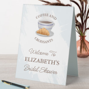 Coffee and Croissants Bridal Shower Table Tent