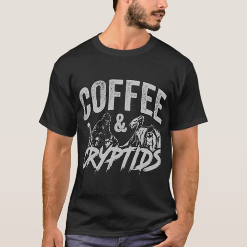 Coffee and Cryptids _ Bigfoot Mothman Nessie Al T_Shirt