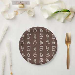 Coffee and Cupcake Pattern Paper Plates