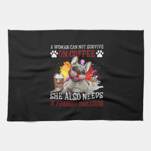 Coffee And Dog Coffee And French Bulldog Gifts Kitchen Towel