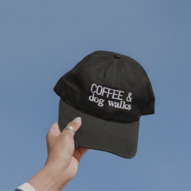 Coffee and Dog Walks Embroidered Hat (Accessorize while showcasing your love for your furry friend with this Dog & Coffee Hat!)