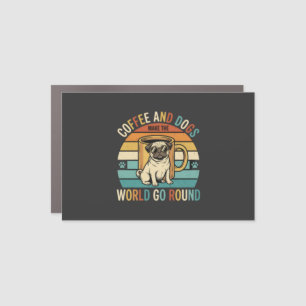 Coffee and Dogs Retro Pug Lover Car Magnet