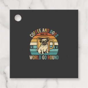 Coffee and Dogs Retro Pug Lover Favor Tags
