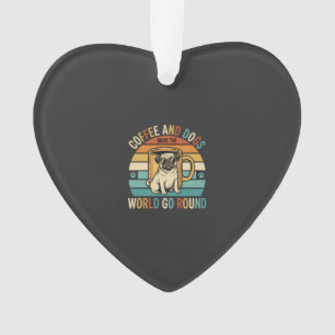 Coffee and Dogs Retro Pug Lover Ornament