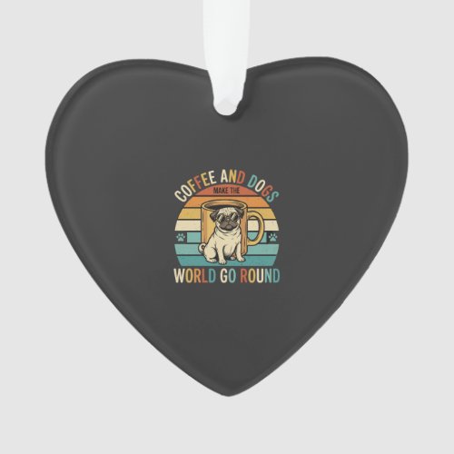 Coffee and Dogs Retro Pug Lover Ornament