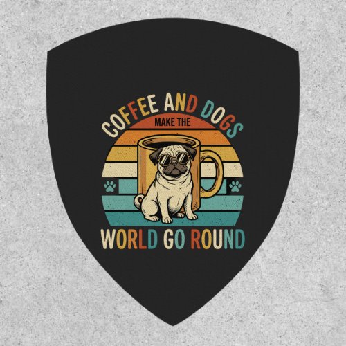 Coffee and Dogs Retro Pug Lover Patch