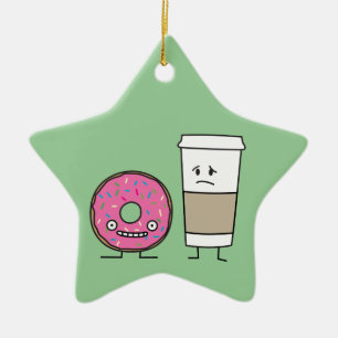 Coffee and Donut Ceramic Ornament