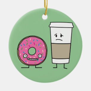 Coffee and Donut Ceramic Ornament