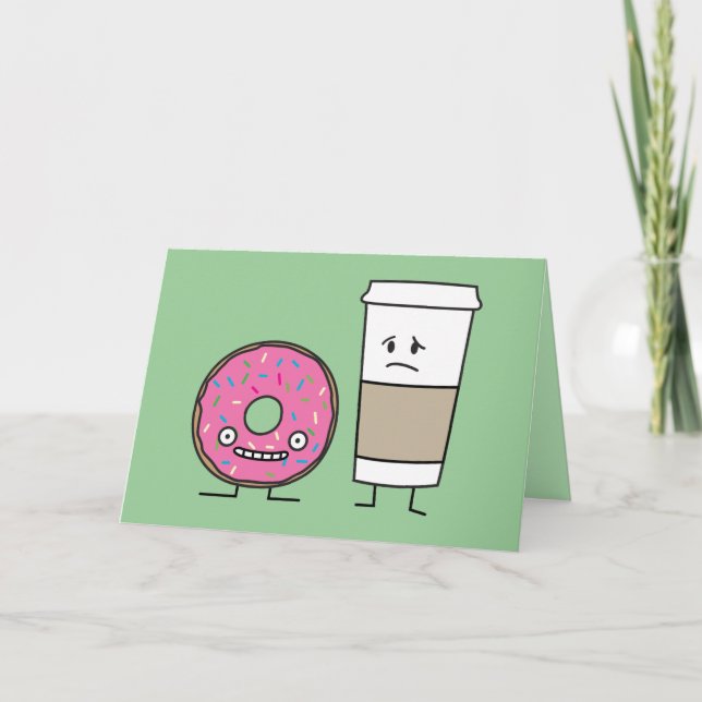 Coffee and Donut Letterpress Thank You Card (Front)