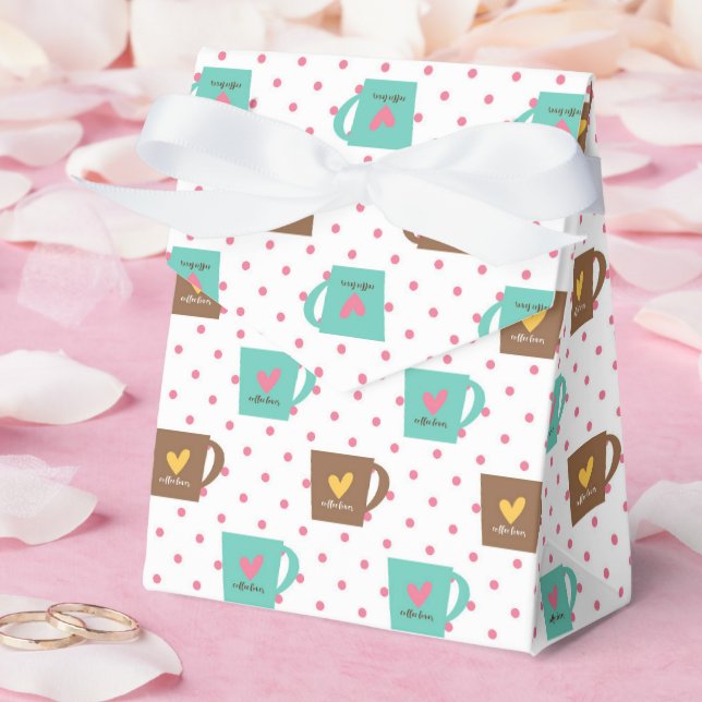 Coffee and Donut Pattern  Favor Boxes (Wedding)