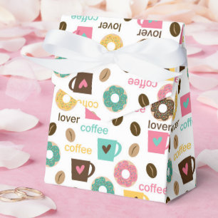 Coffee and Donut Pattern  Favor Boxes