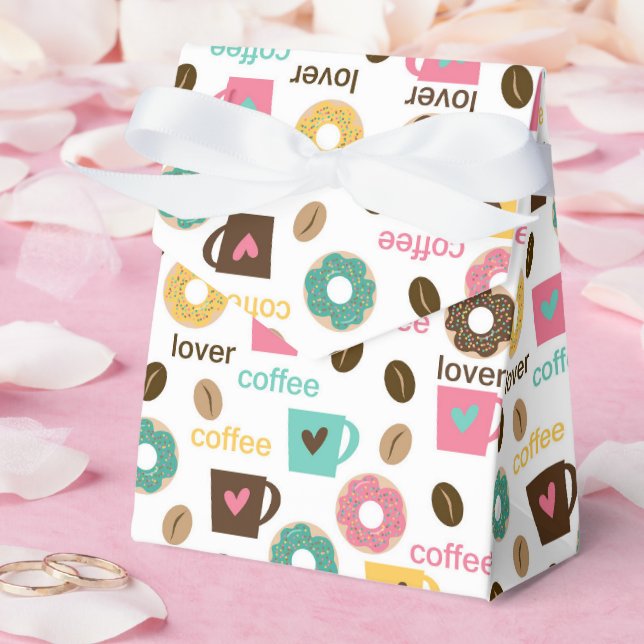 Coffee and Donut Pattern  Favor Boxes (Wedding)