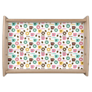 Coffee and Donut Pattern Serving Tray