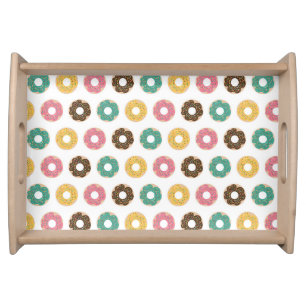 Coffee and Donut Pattern Serving Tray