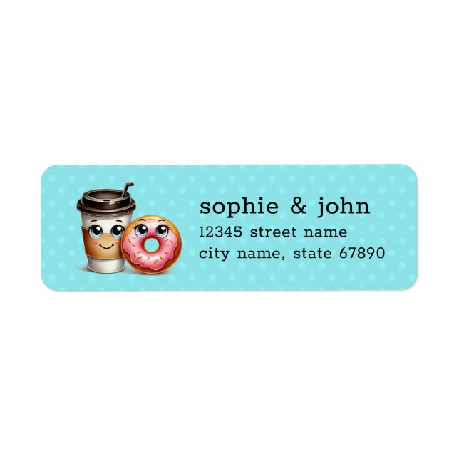 Coffee and Donut Return Address Labels (Front)